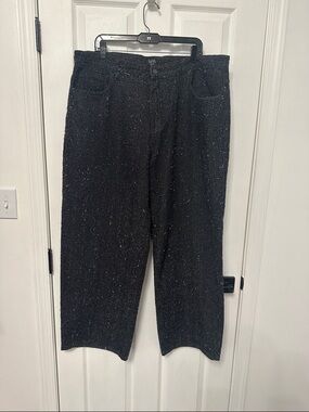 Boohoo Mens Black Speckled Straight-Leg Jeans